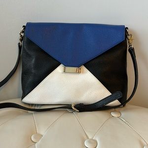 Zenith color block black/blue/white leather purse